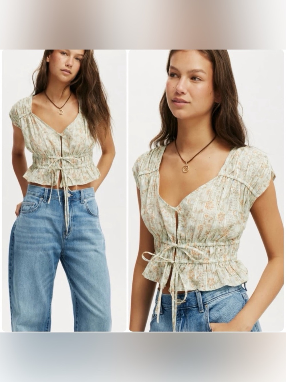 Cotton On Flowy Front Tie Blouse